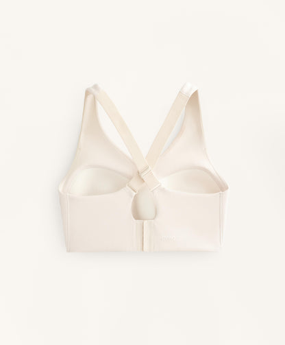 Compressive cross-back sports bra with firm support