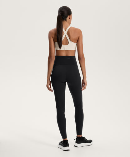 Compressive cross-back sports bra with firm support