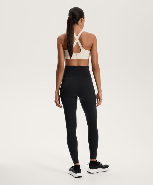 Compressive cross-back sports bra with firm support