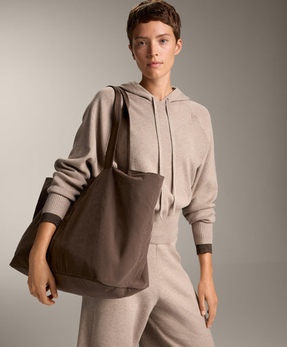 Rib jumper with drawstring hood and fitted waist
