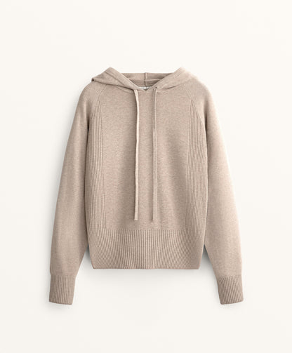 Rib jumper with drawstring hood and fitted waist