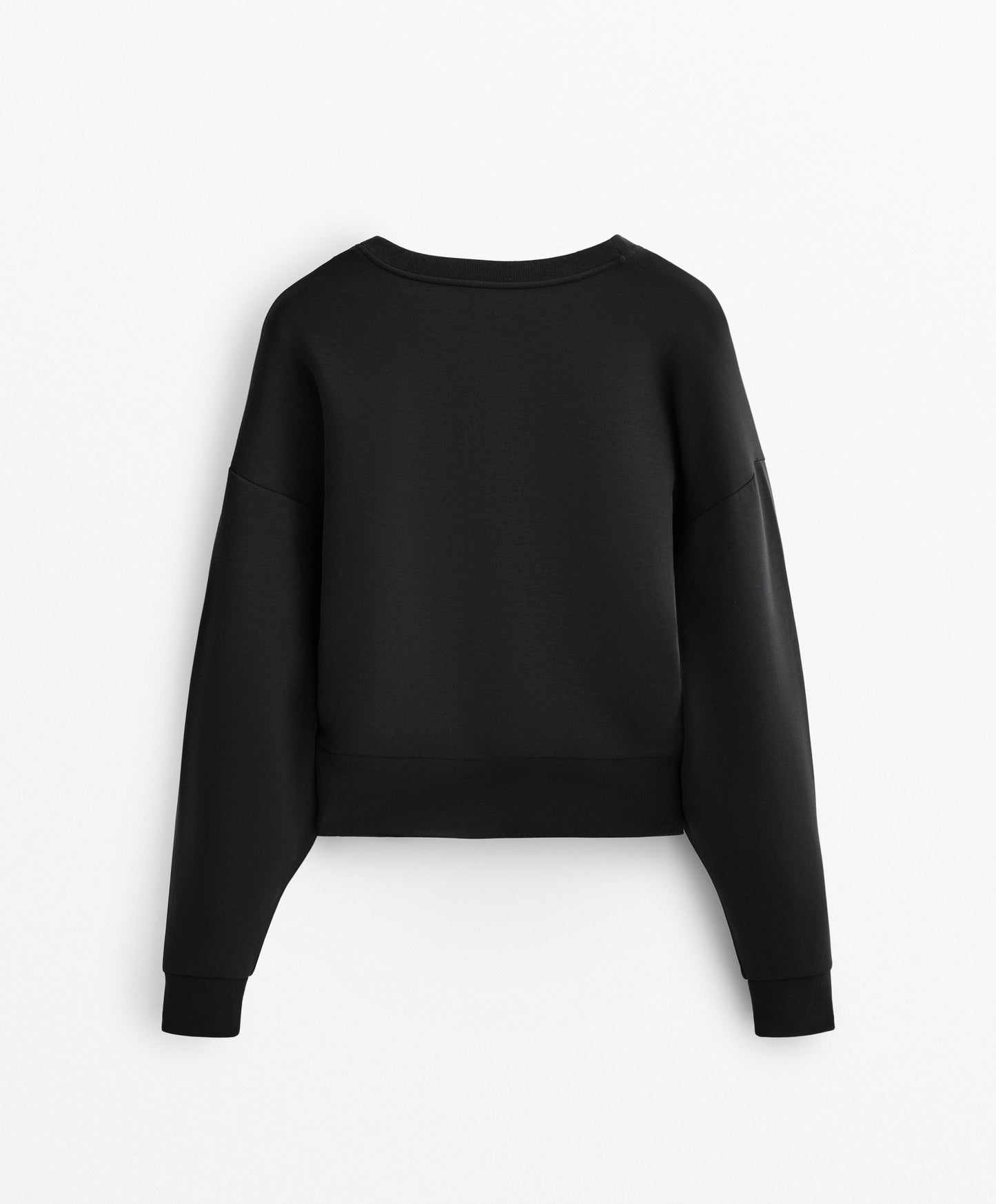 V-neck fitted waist sweatshirt with soft-feel modal