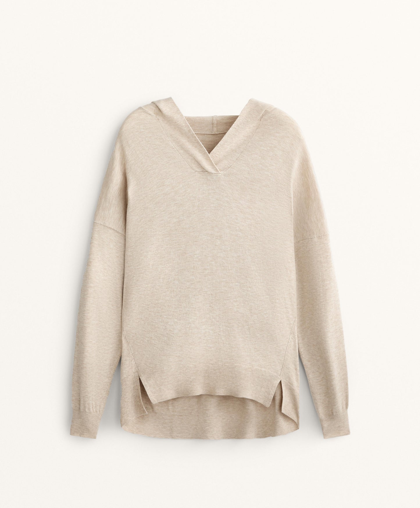Fine knit hooded jumper
