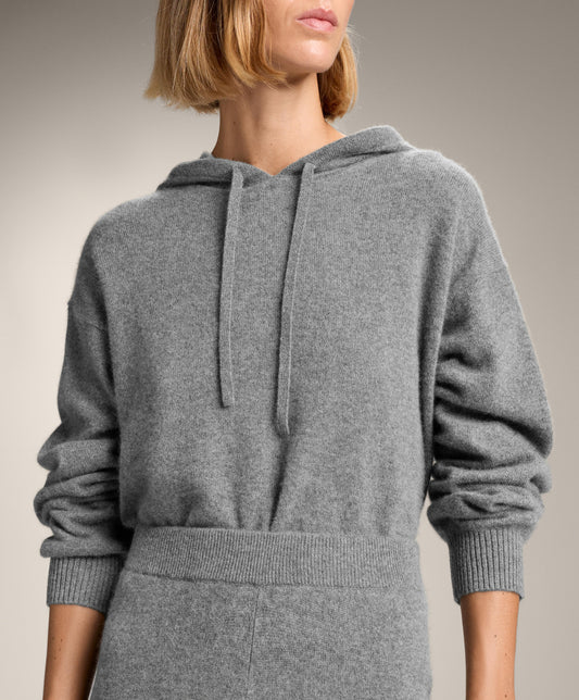 100% cashmere knit hoodie sweatshirt