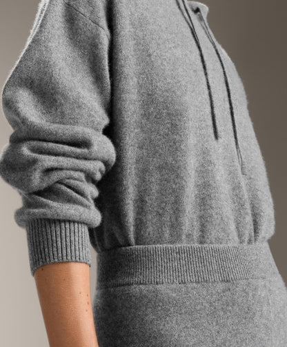100% cashmere knit hoodie sweatshirt