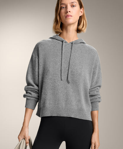 100% cashmere knit hoodie sweatshirt