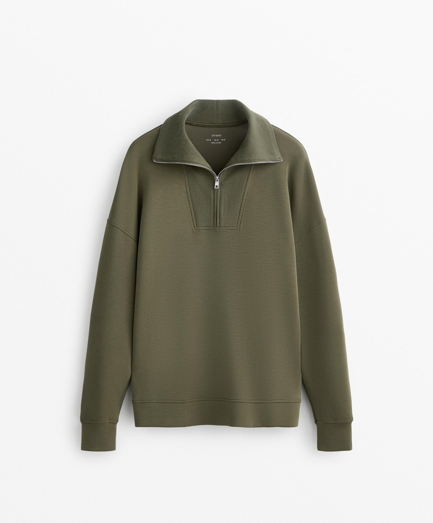 Half-zip sweatshirt with rib detail in soft-touch modal