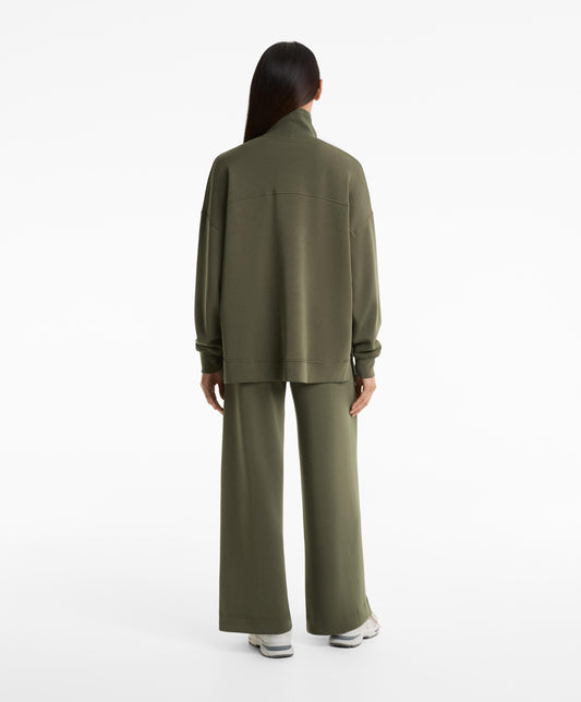 Half-zip sweatshirt with rib detail in soft-touch modal