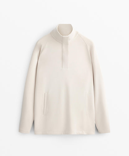 Long back pleat sweatshirt with soft touch modal