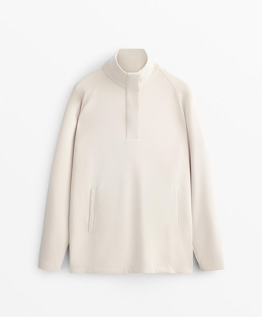Long back pleat sweatshirt with soft touch modal