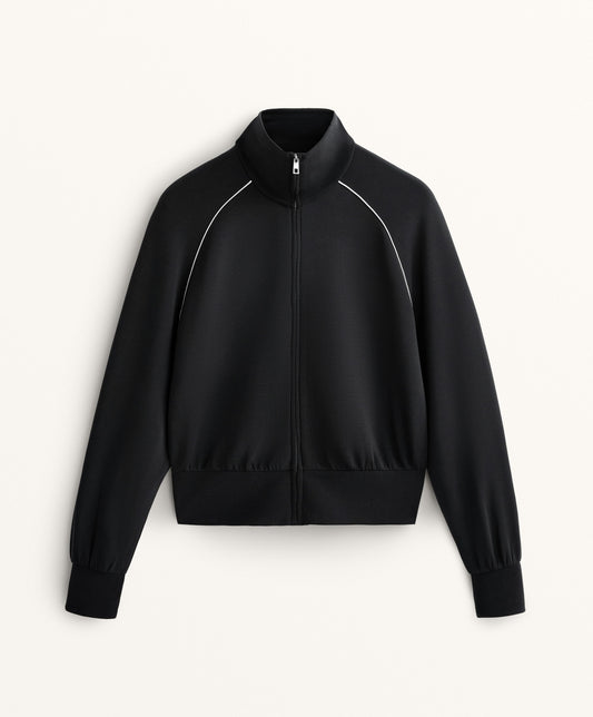 High neck piping jacket with soft touch modal