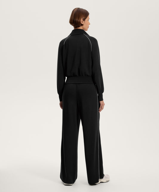 High neck piping jacket with soft touch modal
