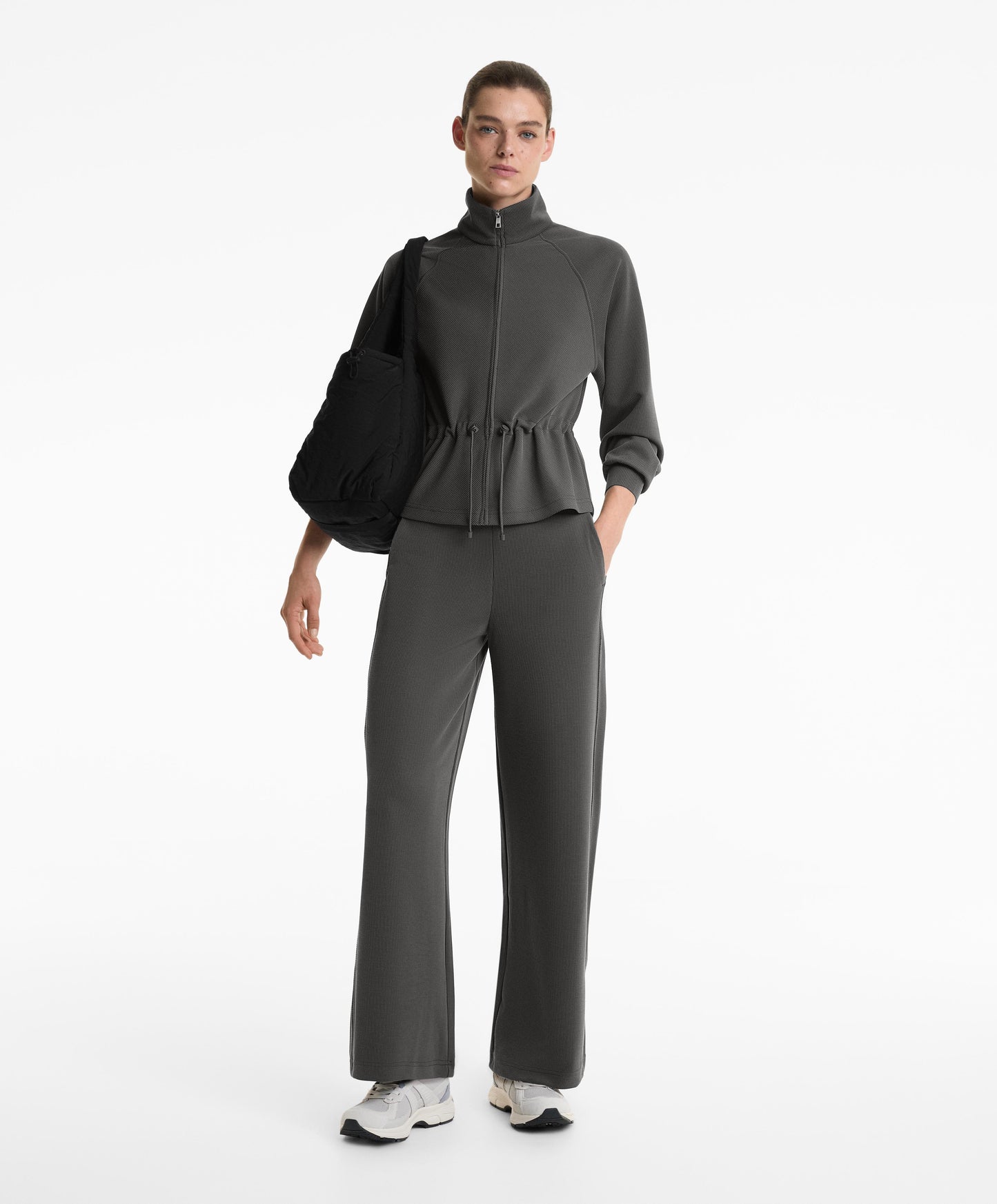 Adjustable waist rib jacket 29% modal