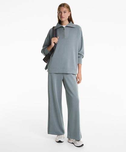 Long high neck sweatshirt with soft touch modal