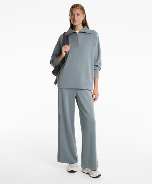 Long high neck sweatshirt with soft touch modal