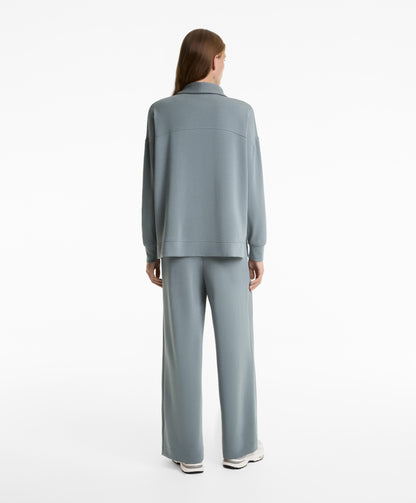 Long high neck sweatshirt with soft touch modal