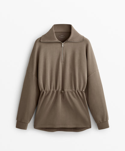 Soft-touch half-zip sweatshirt with modal