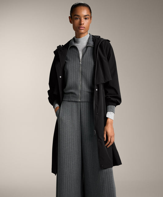 Striped boxy jacket with back pleat and soft-touch modal