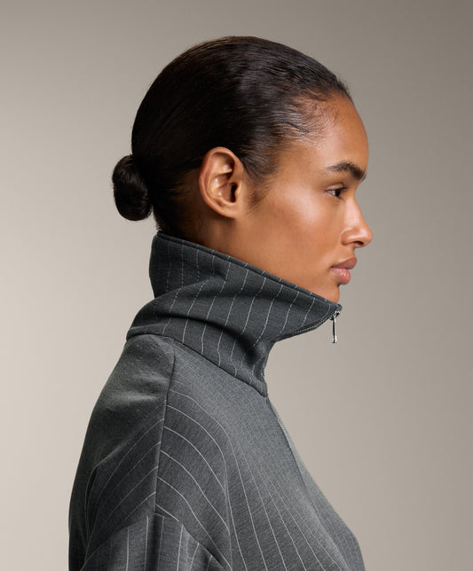 Striped boxy jacket with back pleat and soft-touch modal