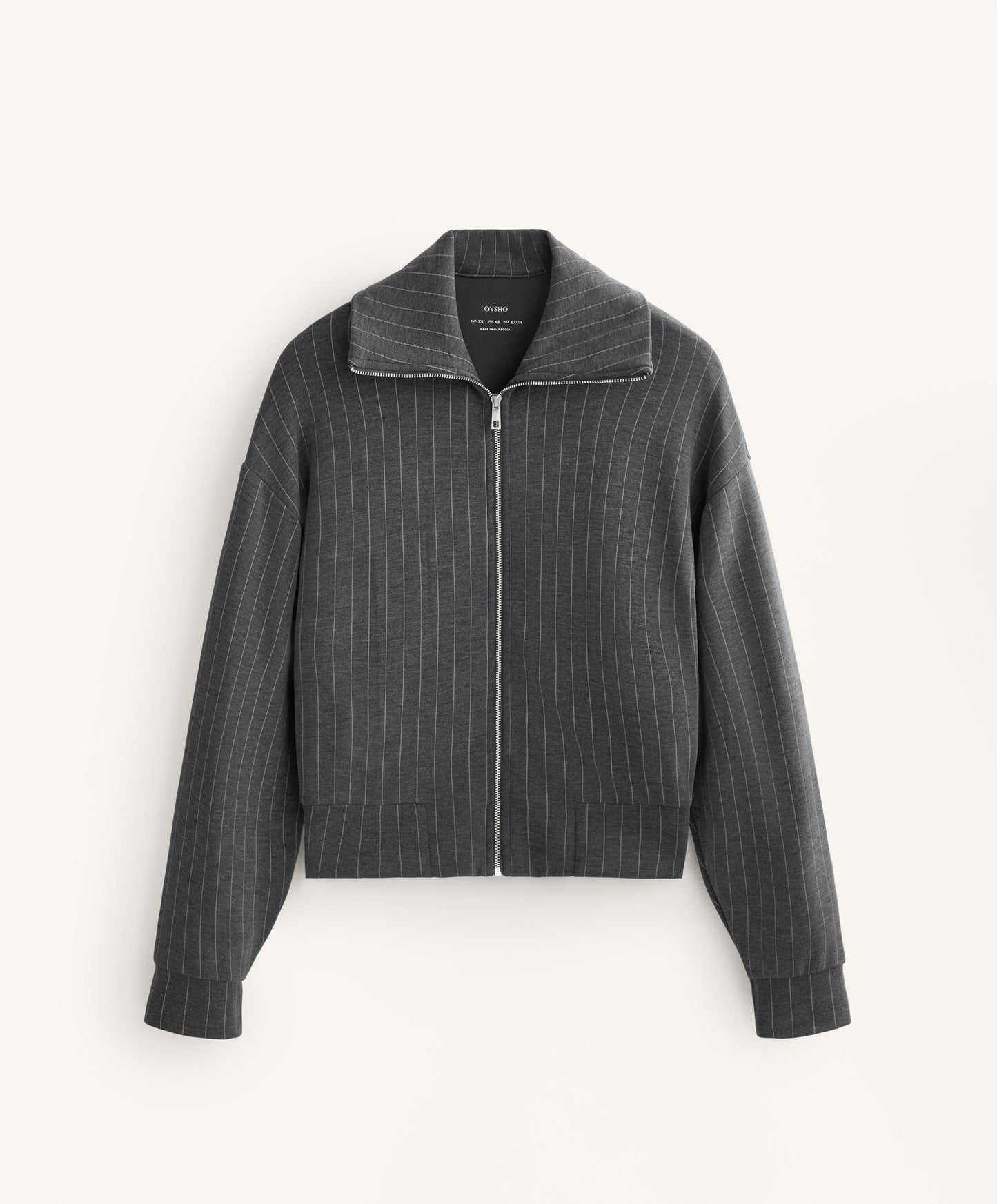 Striped boxy jacket with back pleat and soft-touch modal