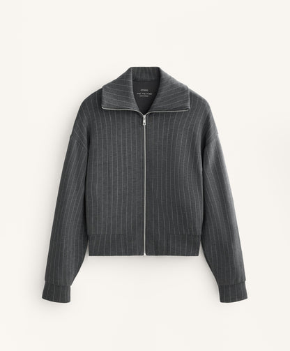 Striped boxy jacket with back pleat and soft-touch modal