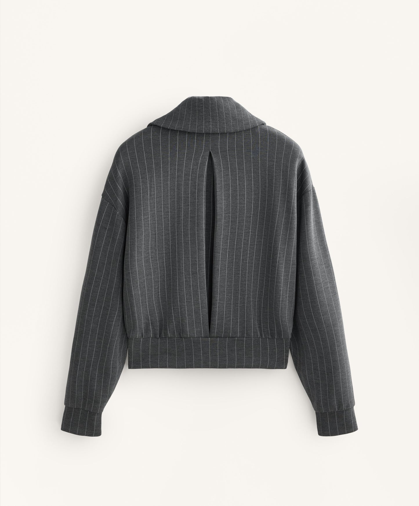 Striped boxy jacket with back pleat and soft-touch modal