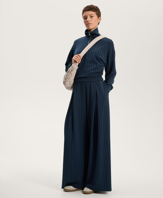 Striped half-zip sweatshirt with soft-touch modal