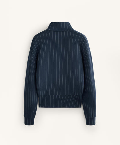 Striped half-zip sweatshirt with soft-touch modal