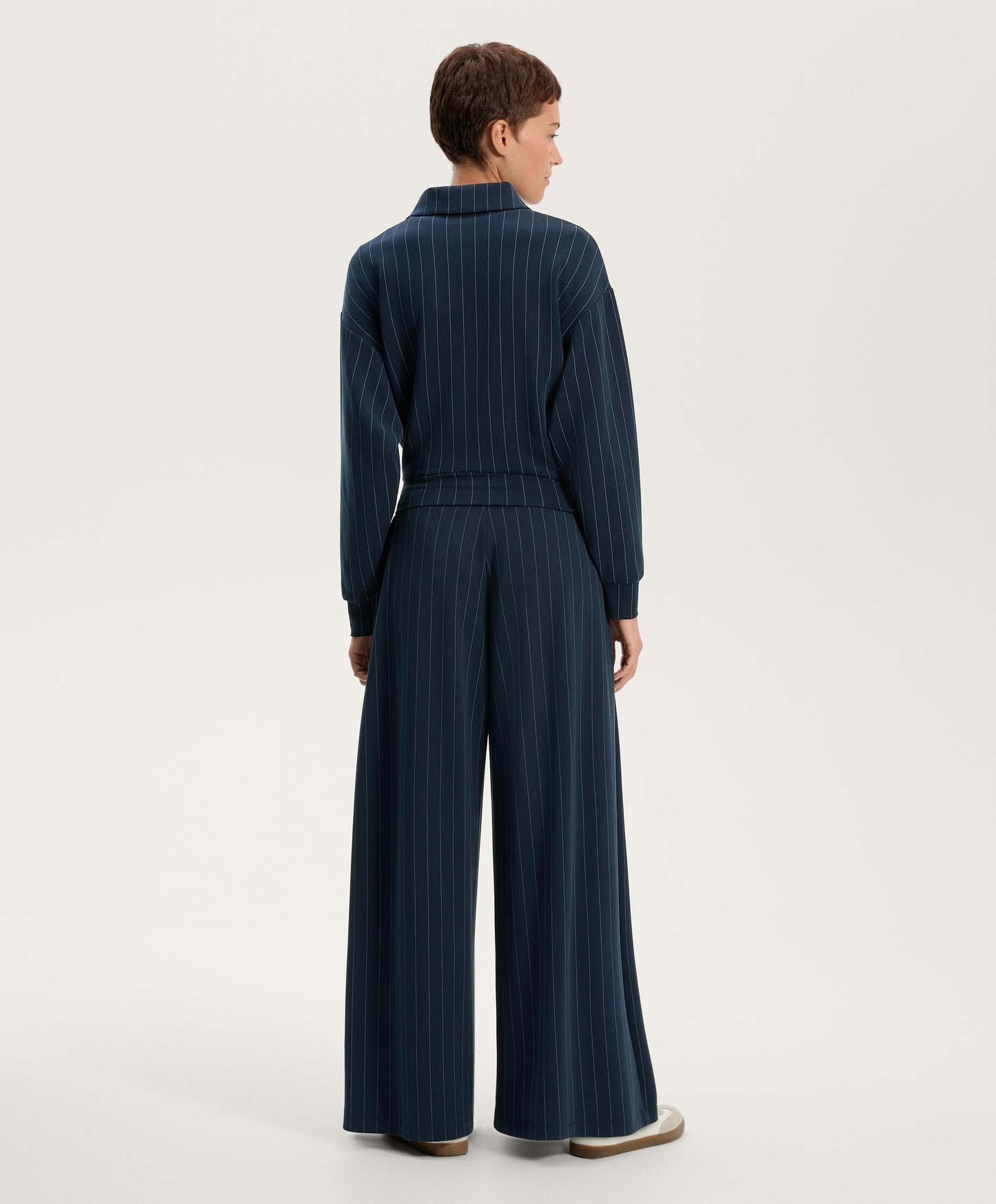 Striped half-zip sweatshirt with soft-touch modal