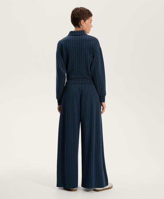 Striped half-zip sweatshirt with soft-touch modal