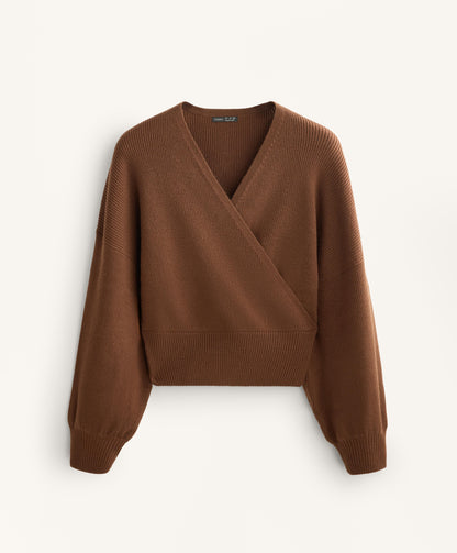 Crossover rib knit jumper