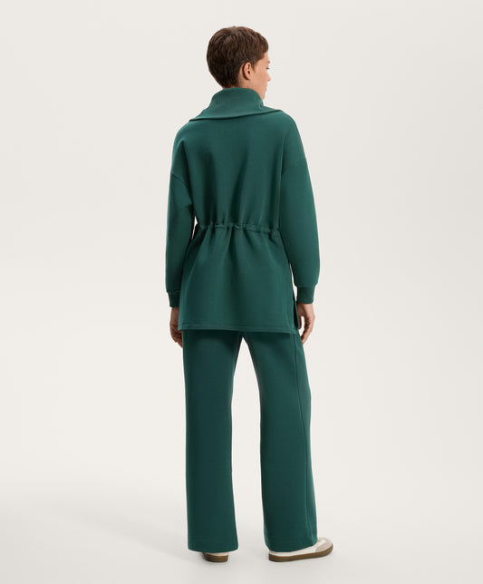 Long jacket with adjustable waist, rib collar in a cotton blend
