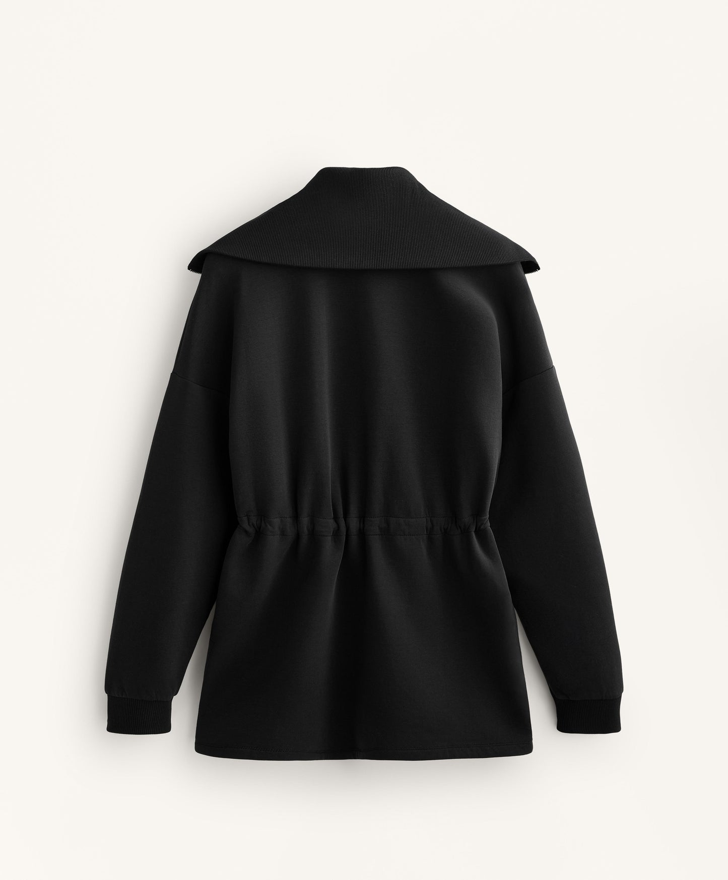 Long jacket with adjustable waist, rib collar in a cotton blend
