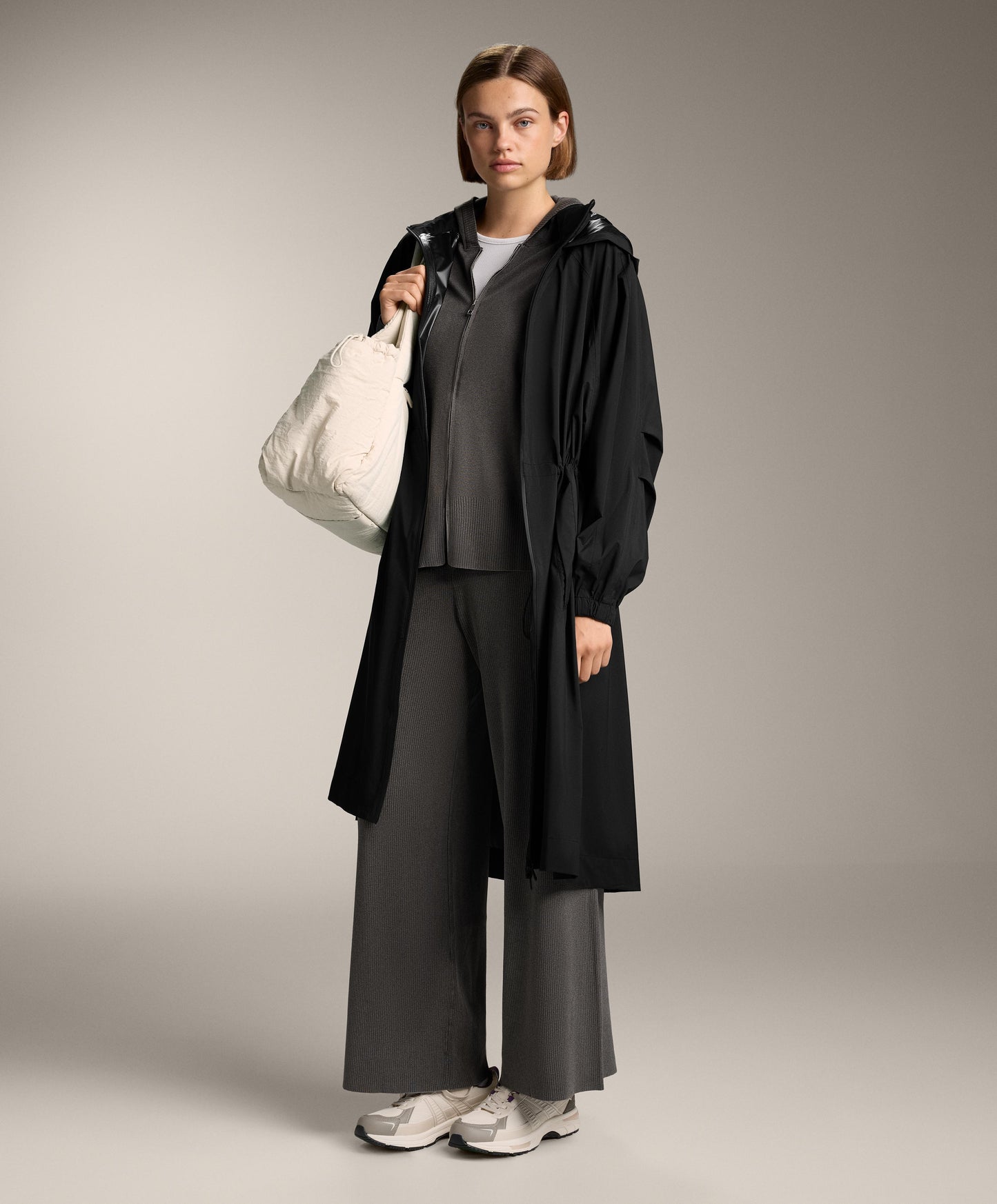 Long washed knit jacket