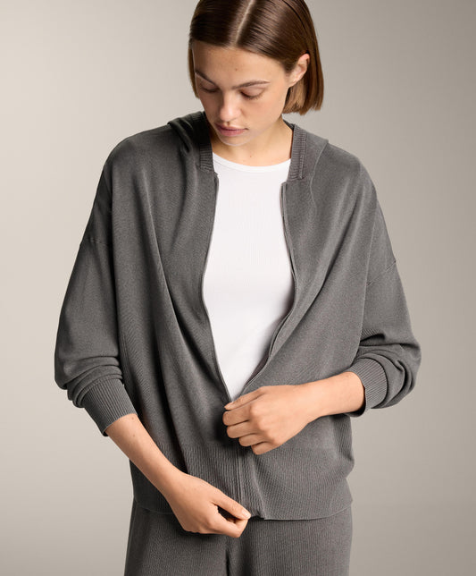 Long washed knit jacket