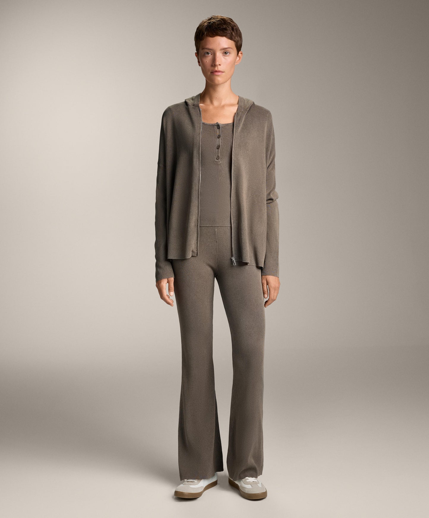 Long washed knit jacket