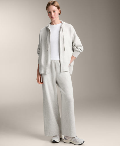 Long knit hooded jacket