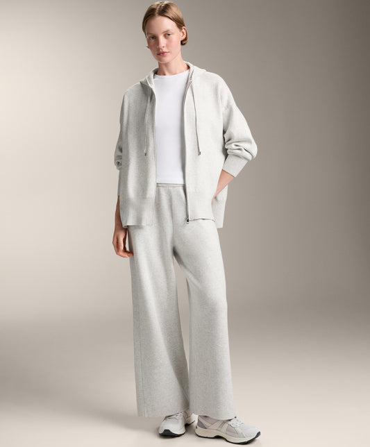 Long knit hooded jacket
