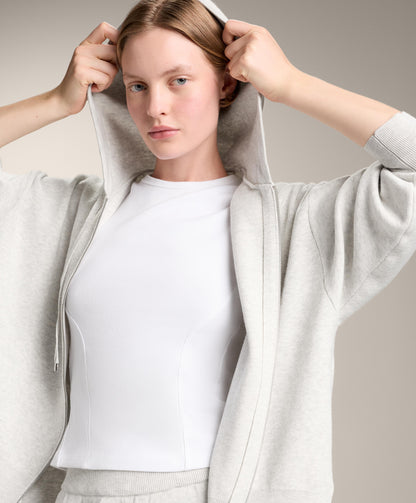 Long knit hooded jacket