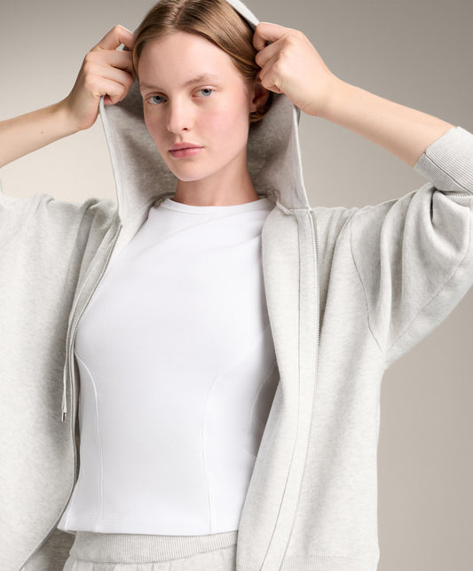 Long knit hooded jacket