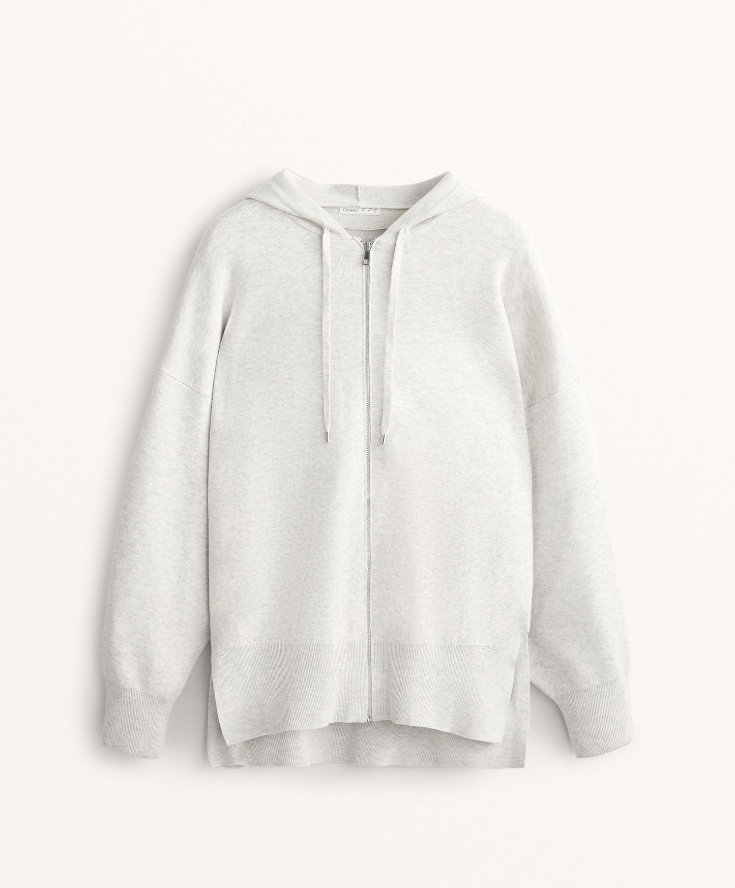 Long knit hooded jacket