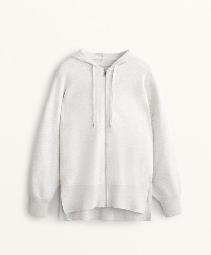 Long knit hooded jacket