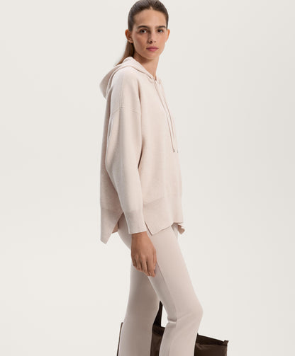 Long knit hooded jumper