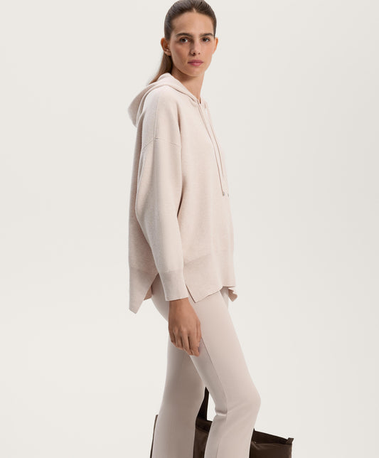 Long knit hooded jumper