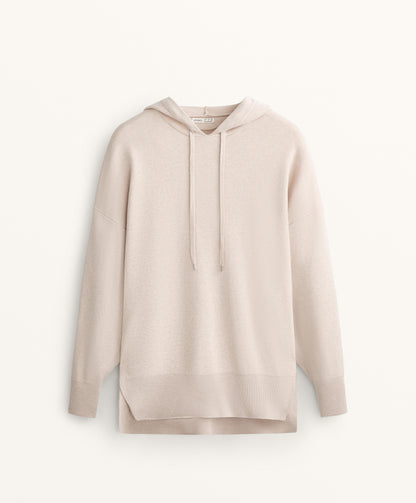 Long knit hooded jumper