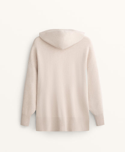 Long knit hooded jumper