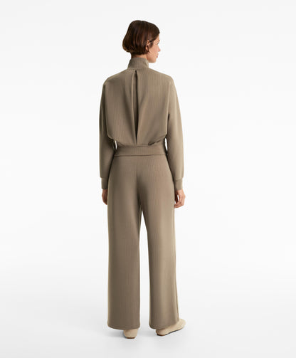 Striped high neck jacket with soft touch modal