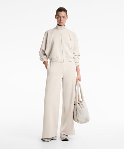Striped high neck jacket with soft touch modal