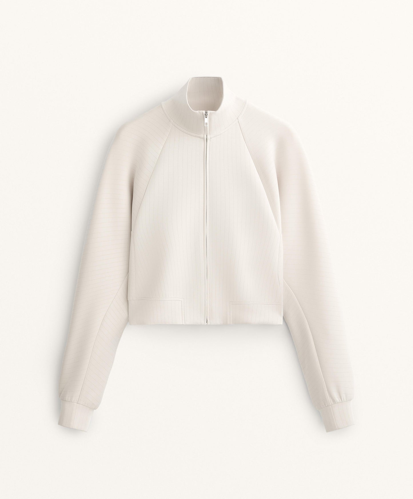 Striped high neck jacket with soft touch modal