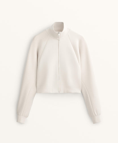 Striped high neck jacket with soft touch modal